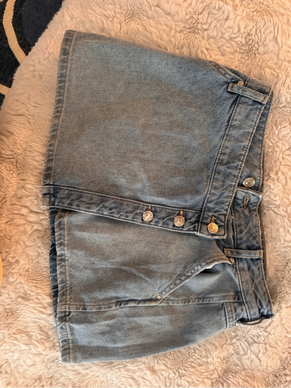 We The Free Light Blue Denim Mini Skirt with Front Buttons
